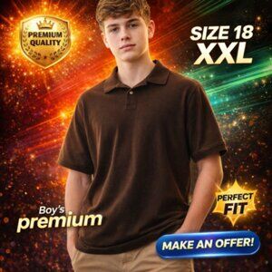 Faded Glory Vintage Washed Short Sleeved Collard Polo Shirt Boy's Size XXL (18)